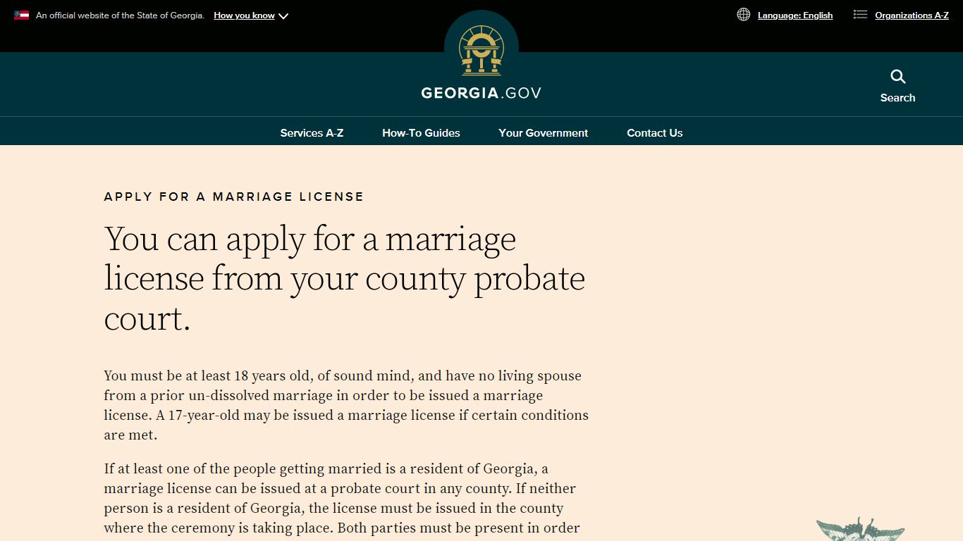 Apply for a Marriage License | Georgia.gov